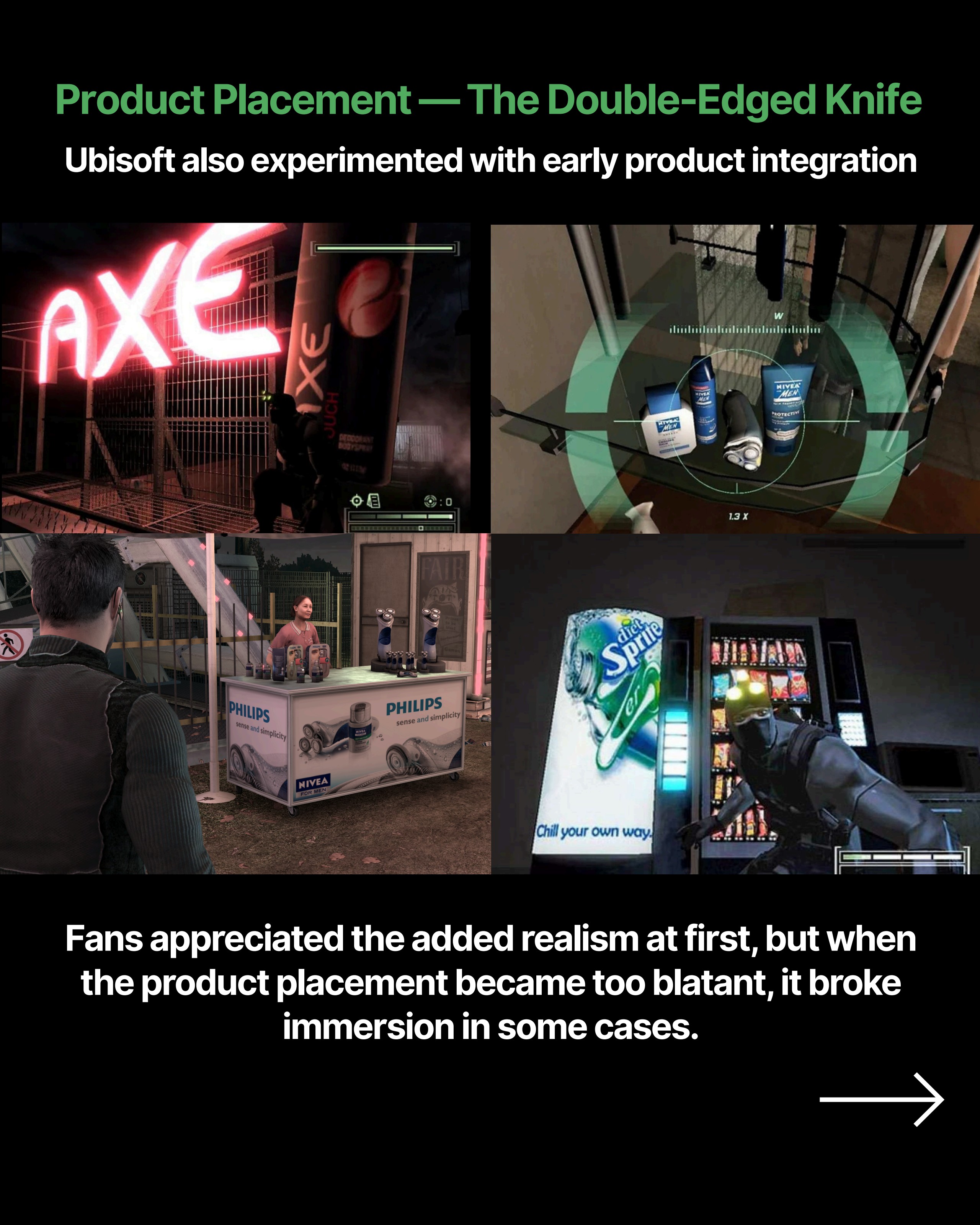 Early product placement examples inside Splinter Cell